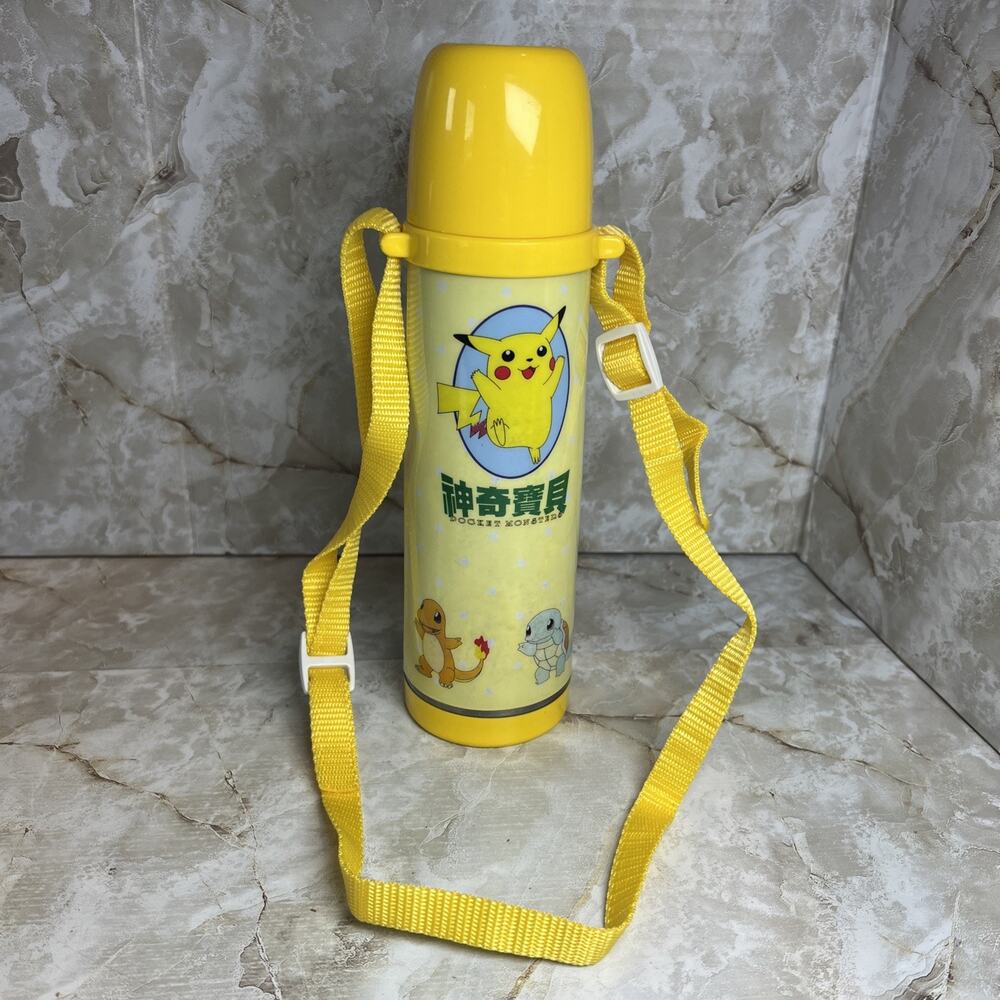 Nintendo Pokemon Pikachu Thermos w/Strap Japan 1998 Vintage Collectible